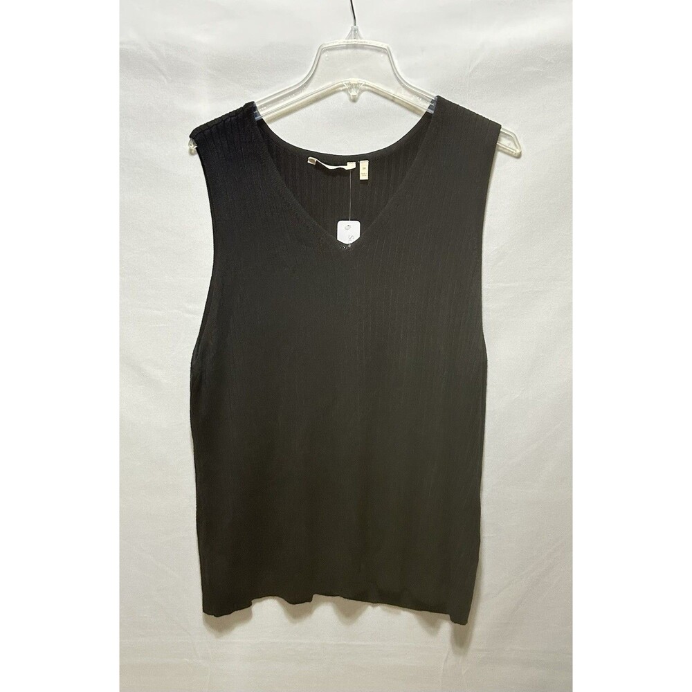 Soft Surroundings Womens 2X Black Ribbed Sweater Tank Top NWT